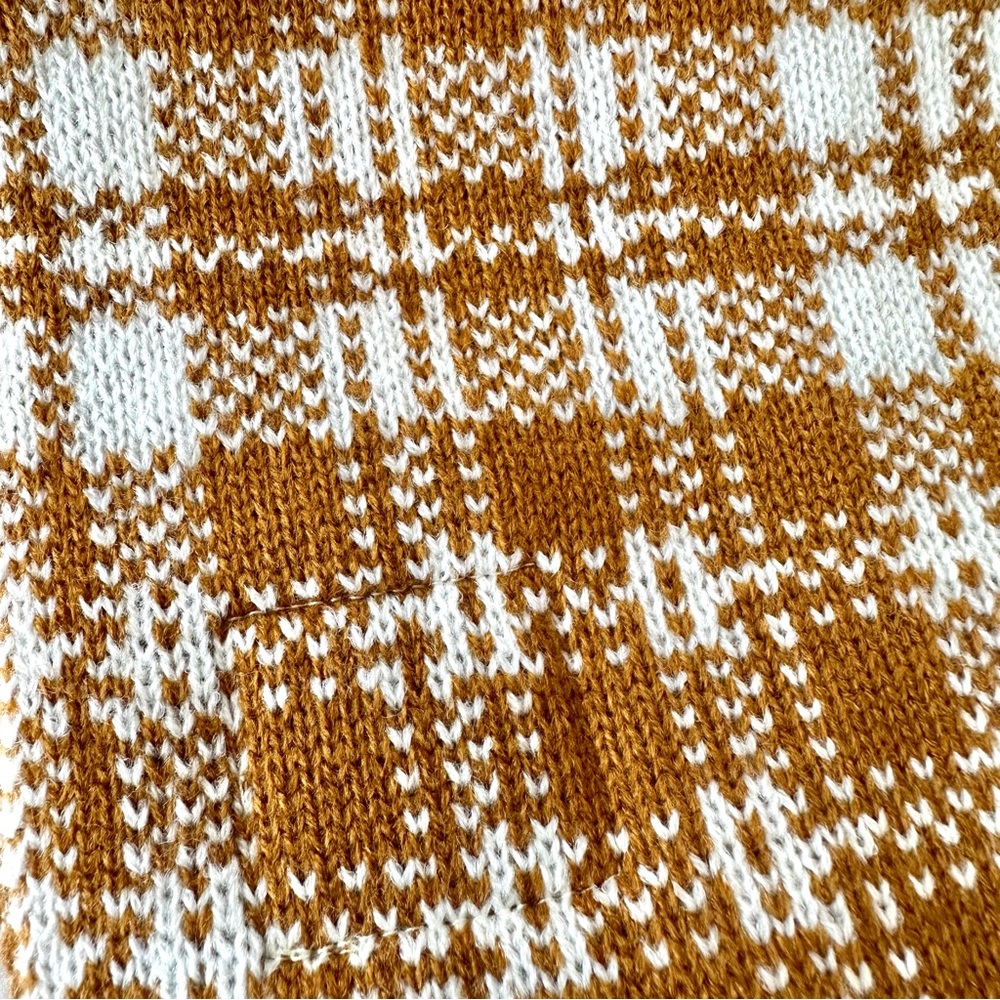 NWT TIMBERLAND Plaid Knit Scarf OS Cream Mustard - Picture 2 of 6